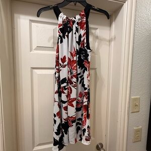 White House Black Market Backless Floral Blouse - Red, Black, White